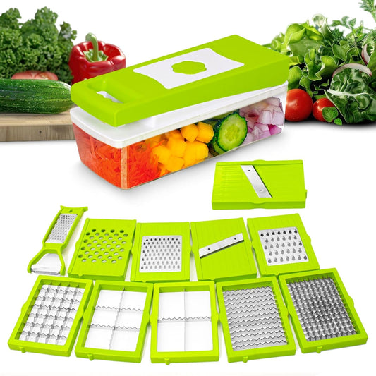 Multifunctional 12 in 1 nicer dicer chopper and drain basket